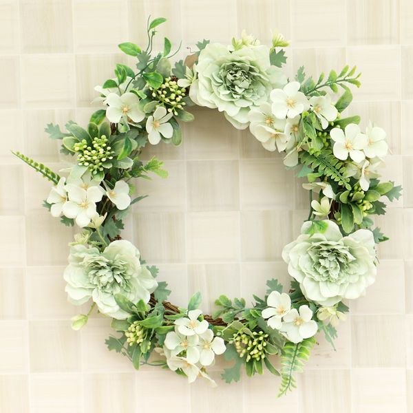 

decorative flowers & wreaths white camellia artificial flower green plants floral wreath door hanging wall window party decoration farmhouse