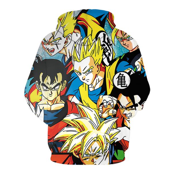 

men 3d anime hoodies dragon ball z pocket hooded sweatshirts male kids goku vegeta printed hoodies boys pullovers tracksuits, Black