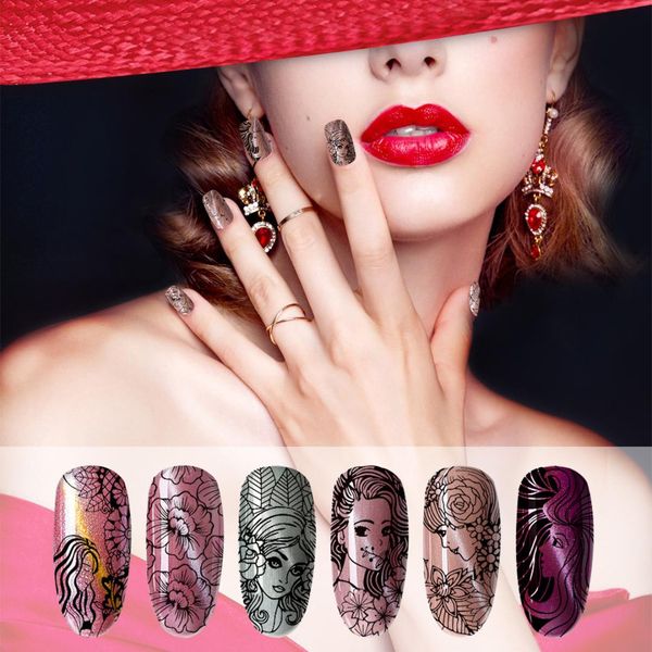 

beautybigbang stamping for nails beautiful young girl flower image nail stamper nail template stamping plates bbb xl-025, White