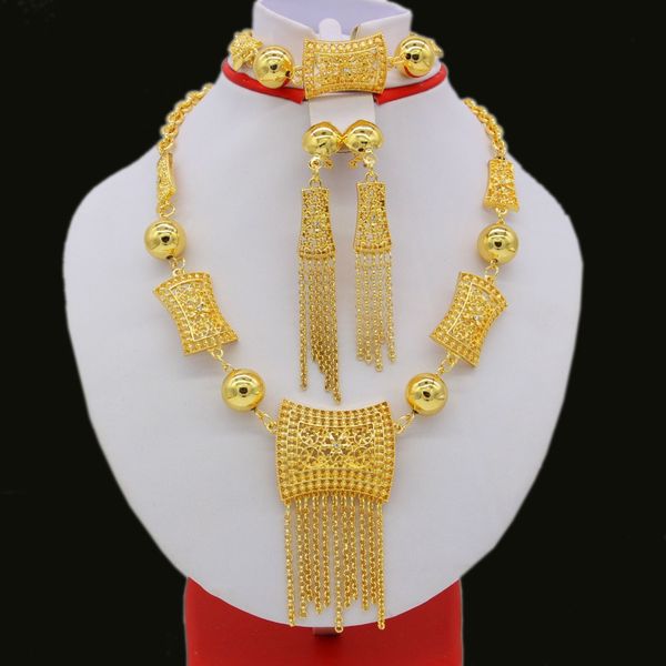 

new dubai jewelry set necklace/earring/bracelet gold color ethiopian/african/eritrea/arabic habesha women wedding gifts, Slivery;golden