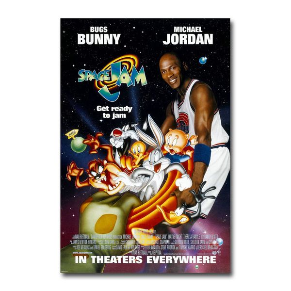 

art silk or canvas print space jam 1996 michael 13x20 24x36 inch for room decor decoration-001