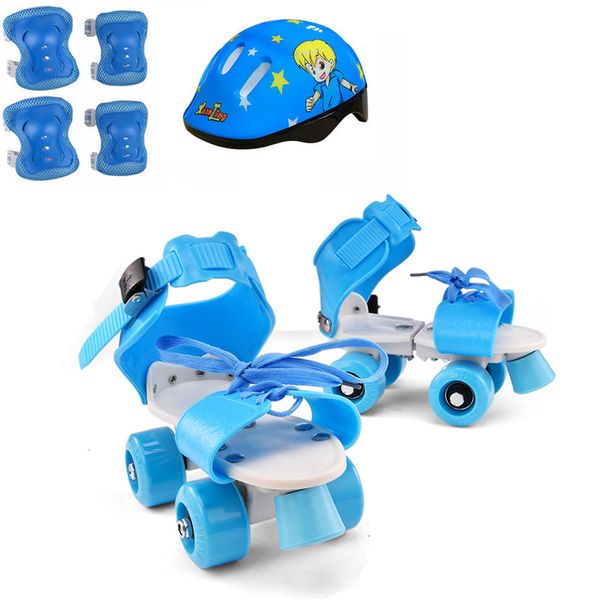 

1 pair children double line skates shoes for kids skating equipments set 4 wheels roller indoor quad parallel adjustable patines