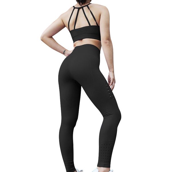 

women fitness yoga set sleeveless high waist pants sportswear seamless yoga leggings & sport bra stretchy running gym suits