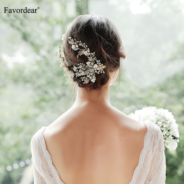 

trendy gold/silver rhinestone imitation pearls bridal earrings hair clip bridal accessories for wedding/party