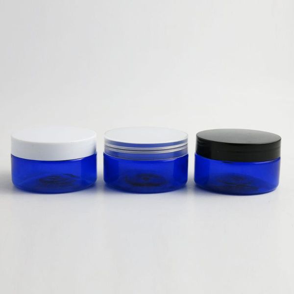 

30pcs travel refillable empty blue plastic makeup jar pot 100g 100ml face cream lotion cosmetic storage big container bottle