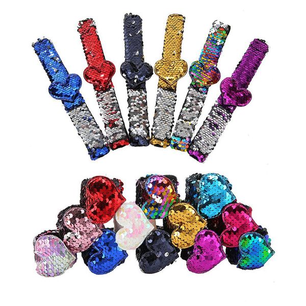 

fashion casual party sequins slap love heart bracelet, Black
