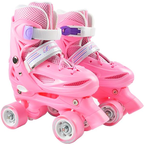 

jk kid's roller skates size adjustable double row skates two line pu roller skate shoes child teenagers 4 wheels patines spk3