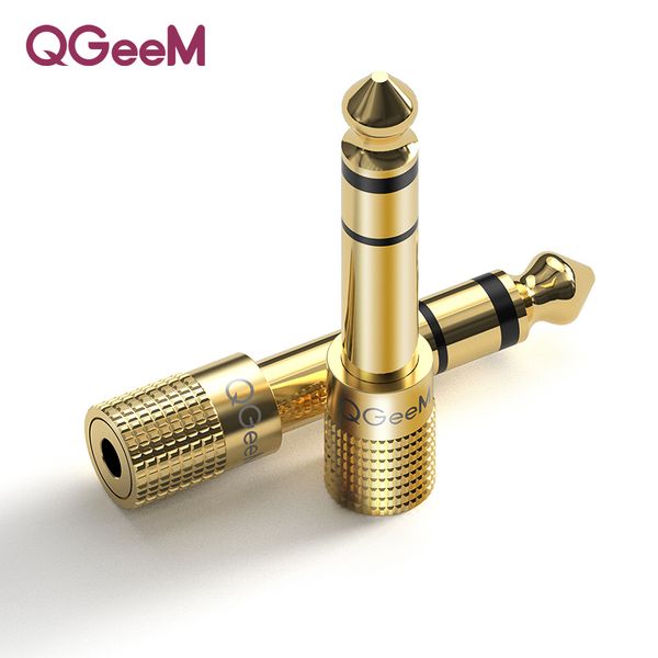 

qgeem jack 6.5 6.35mm male plug to 3.5mm female connector headphone amplifier audio adapter microphone aux 6.3 3.5 mm converter