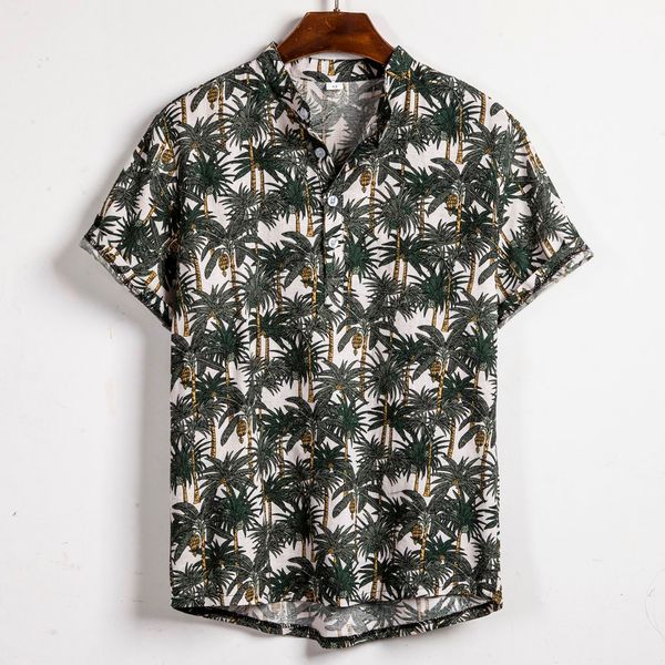 

2019 new stylish men vintage ethnic printed turn down collar short sleeve loose shirt neu anziehen herrenbekleidung, White;black