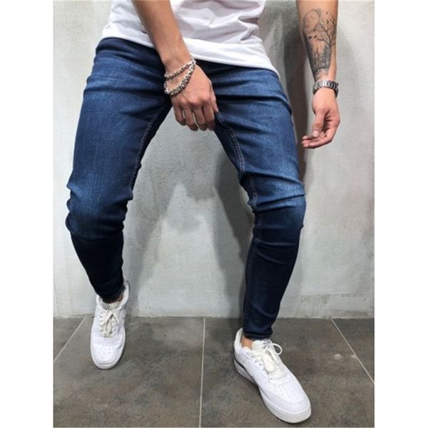 

puimentiua карандаш штаны elastic sweatpants мужчины fit твердые denim шаровары свободный карандаш jogger вскользь black blue jeans