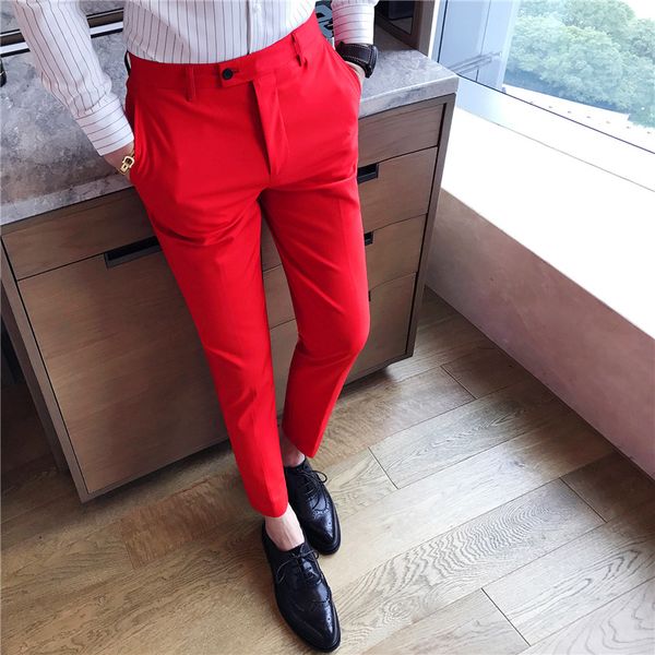 

mens fashion boutique solid color formal groom wedding dress suit pants / mens slim official business suit pants / male trousers
