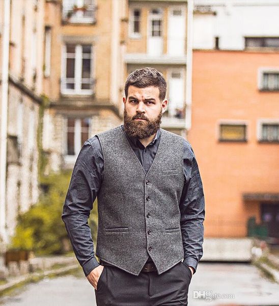 

2020 шерсти groom жилеты для свадеб серого жилета mens slim fit жилеты сшитых плюс размер британского стиля groom одежда для делового костюм, Black