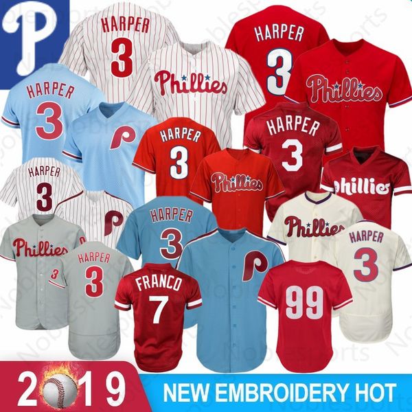 

Philadelphia Jersey 17 Rhys Hoskins 2019 New Phillies 3 Bryce Harper 27 Aaron Nola Baseball Jerseys Embroidery Mesh Retro
