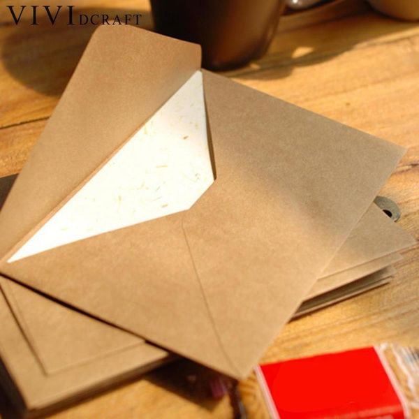 

vividcraft 100pcs/lot vintage diy multifunction kraft envelope envelope gift birthday wedding envelopes 16*11cm card paper r0v9