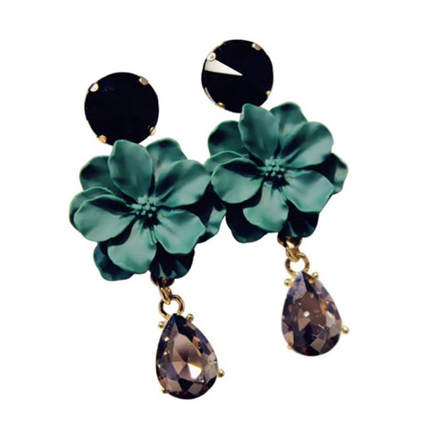 

pendant vintage earrings jewelry drop flower dangle crystal natural stone, Silver