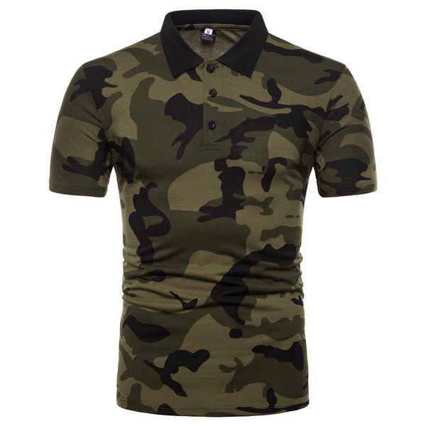 

summer casual men short sleeve shirt cotton blends camouflage slim gray army green turndown collar male shirt binhiiro, White;black