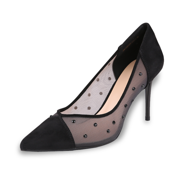 

summer mesh peep toe heels single shoes women gauze indestructible mujer stiletto stylish pointed-out high-heeled sandals, Black
