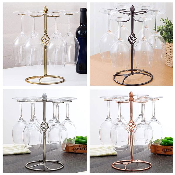 

new metal tablestemware storage rack wine glass cup holder with 6 hooks for home hogard