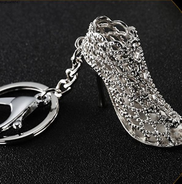 

туфли на каблуке брелок для ключей женские цепи высокое кольцо кошелек кулон сумки автомобили держатель кольца для обуви цепи брелки для жен, Silver