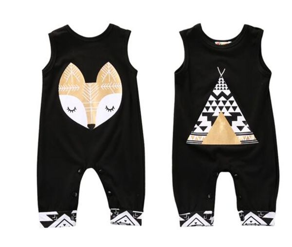 

toddler newborn infant baby boy girl romper clothes sleeveless cartoon fox infant bebes rompers one pieces sunsuit, Blue