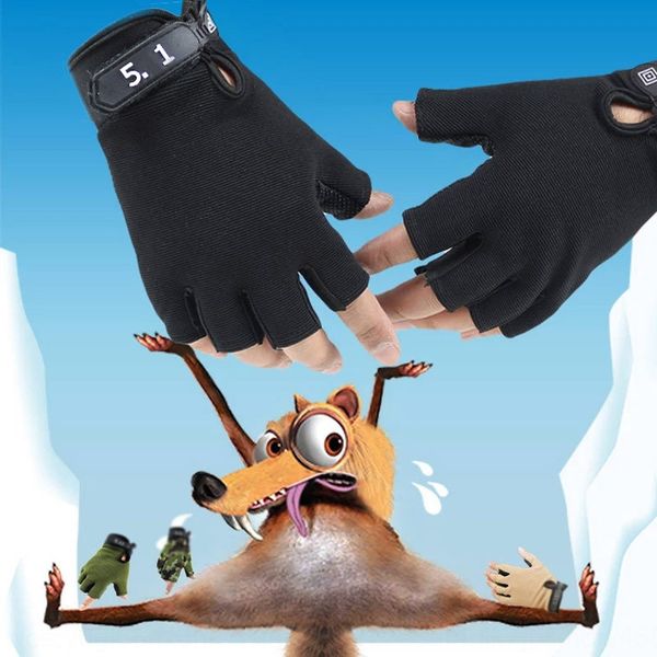 

511 and gloves half finger gloves fitness fishing tactics men's and women's sports sun-proof anti-skid children's ridingglove, White