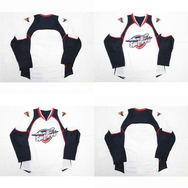 

Windsor Spitfire Jersey Mens Womens YouJersey Mens Womens Youth 100% Embroidery cusotm any name any number White Hockey Jersey Fast Shipping