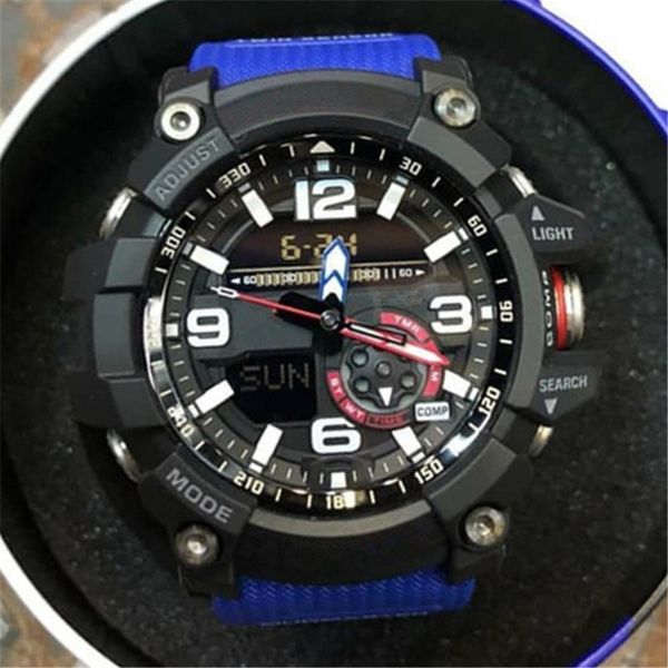 

2020 selling men's g sports compass thermometer functions watch led chronograph shocking all function work waterproof watches wholesale, Slivery;brown