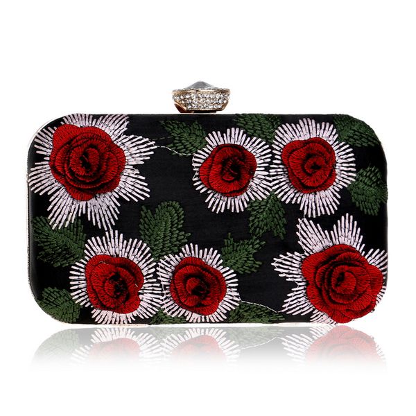 

yingmi factory vintage embroidery women evening bag 3dflower rose rhinestones small purse party wedding ladies crossbody shoulder bags