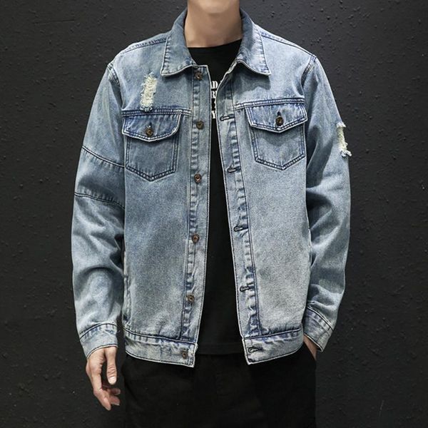 

denim jacket blue ripped jeans jackets painted clothes men clothing damage motorcycle coats fashion bomber japanese streetwear, Black;brown