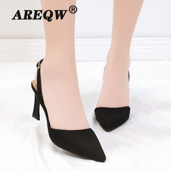 

high heels sandals women summer women shoes women's stiletto fashion high heels pointed-toe sandals elastic band ladies shoe, Black