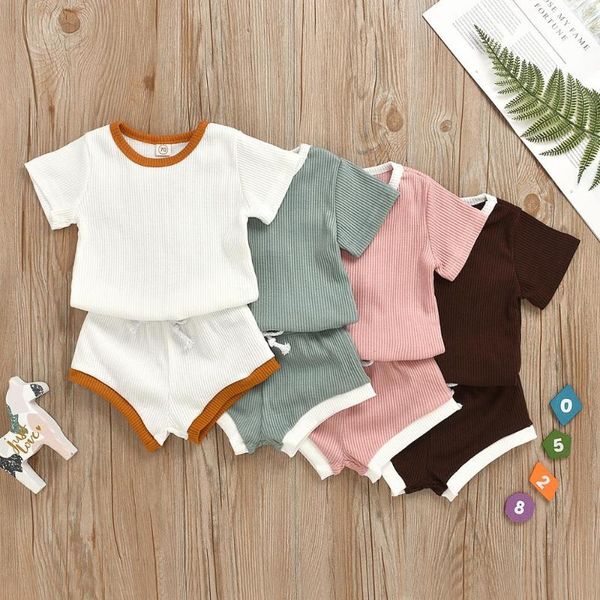 

summer newborn baby girl clothes set solid color short sleeve ruffle romper flower short pants headband 3pcs infant outfits, White