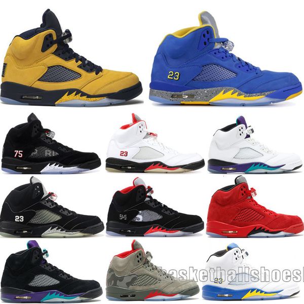 

outlet laney 2019 mens 5 jsp michigan royal basketball shoes black metallic 5s inspire fire red blue suede sport designer sneakers
