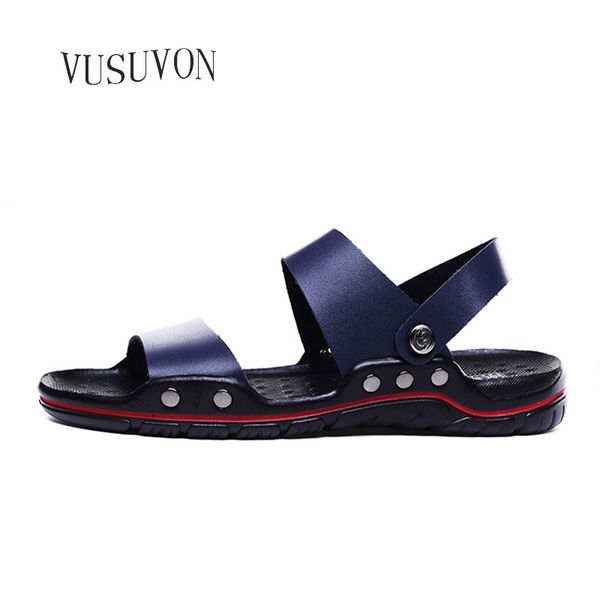 

classics summer shoes men slippers quality genuine leather sandals for men comfortable flip flops beach sandals slides, Black
