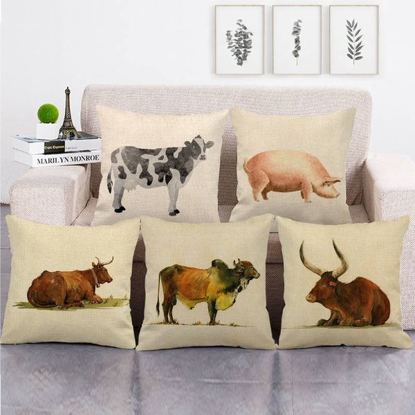 

45cm*45cm simple drawing fram animals design linen/cotton throw pillow covers couch cushion cover home decor pillow