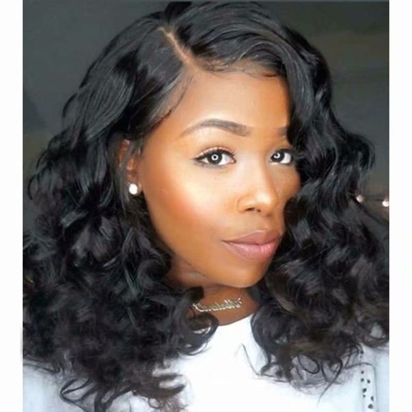 Ms Cassie Brazilian Short Bob Loose Curly Wave Lace Front Human