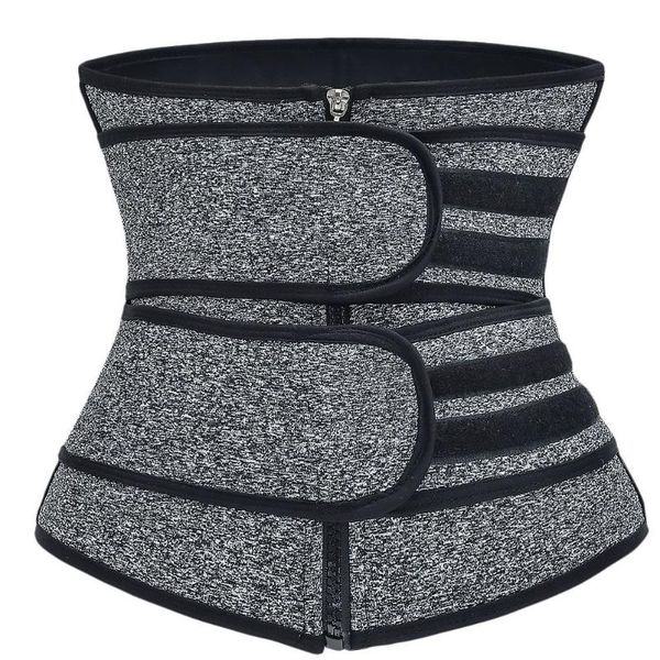 

tight fitness bodysuit double belt waist trainer women bodysuit creative body shaper for women ladies (grey, size m, Black;gray