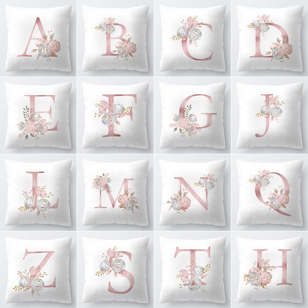 

pink letter decorative pillow cushion covers pillowcase cushions for sofa polyester pillowcover cuscini decorativi