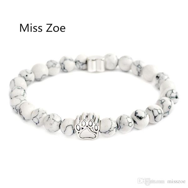 

miss zoe poot hart natuursteen kralen chakra armbanden handgemaakte polsband bangle bijoux dier huisdier sieraden gift voor hondenbezitters, Black
