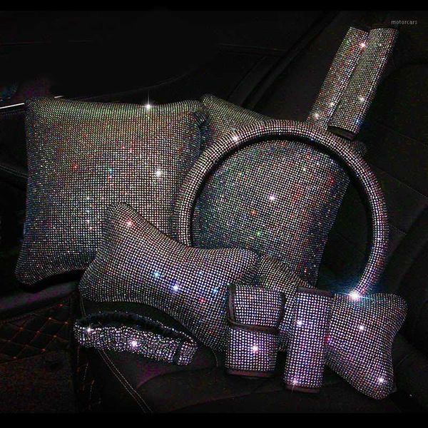 

красочный горный хрусталь кристалл крышка рулевого колеса bling аксессуары для интерьера автомобиля авто ремень безопасности крышка алмазная