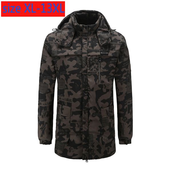 

new arrival camouflage down jacket hoodie men fashion thick casual super large coat plus size -6xl7xl8xlxl10xl11xl12xl13xl, Black