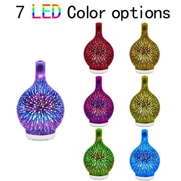 

3d firework стекла usb увлажнитель воздуха с 7 цвет led night light aroma essential oil диффузор прохладный mist maker для домашнего офиса э
