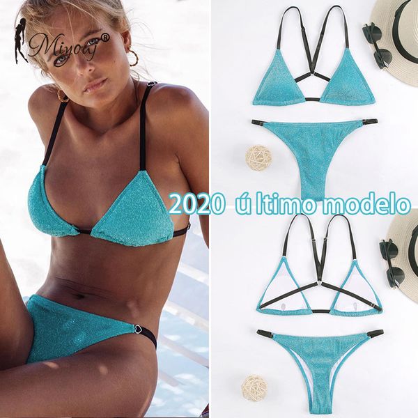 

bikinis set lurex fabric bikini solid triangular bodice cross string swimsuit bling glitter women bathing suit thong swimwear