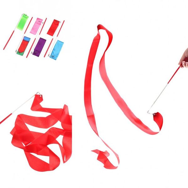 

2019 new 2m gym ribbons dance ribbon rhythmic art gymnastic ballet streamer twirling rod stick for gym training professional