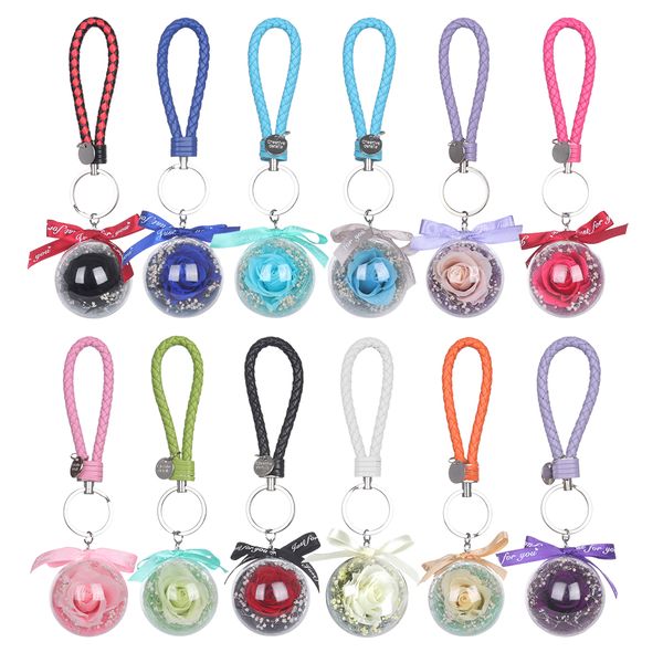 

multicolor eternal flower natural dried flowers pendant wedding birthday party valentine's day pendant key chains gifts