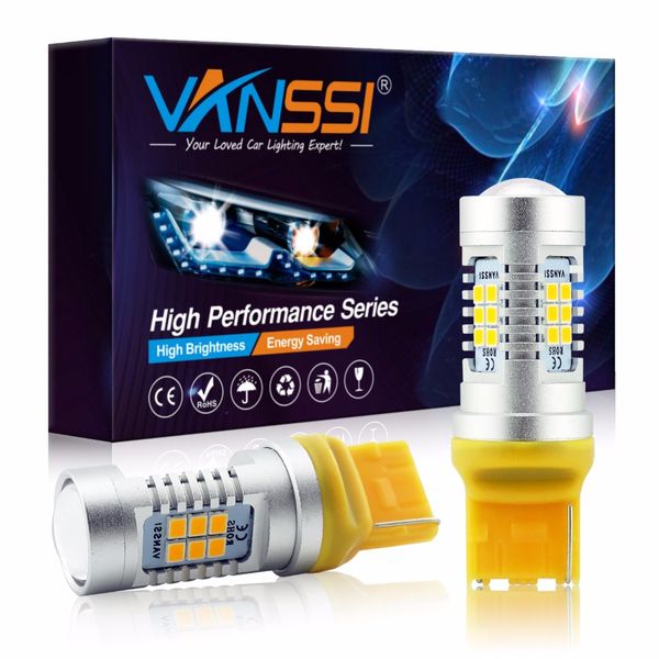 

vanssi 2x t20 w21w wy21w 7440 led 21-smd car led back-up reverse turn signal light bulbs white amber