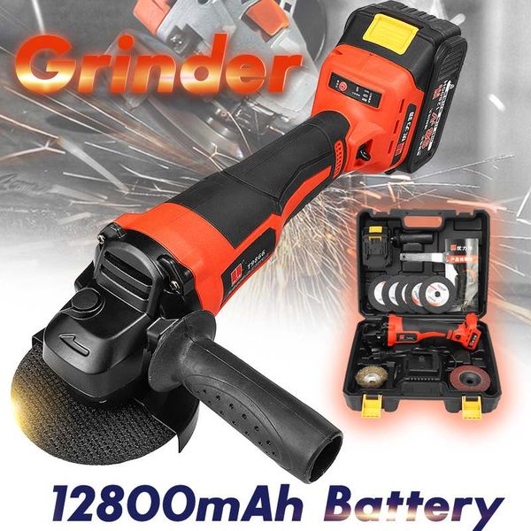 

21v electric lithium battery cordless angle grinder polisher sander 12800mah 10000rpm 100mm cutting sanding waxing machine