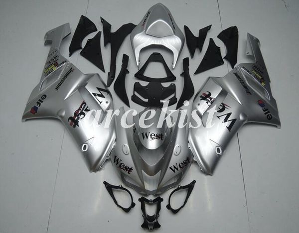

new abs motorcycle fairings set fit for kawasaki ninja zx-6r zx6r 2007 2008 6r 07 08 body set custom silver