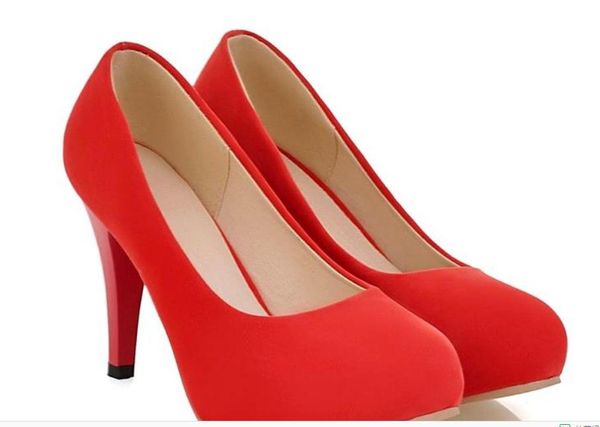 

women's shoes in spring and autumn high fine heel round head waterproof table suede@asd661, Black