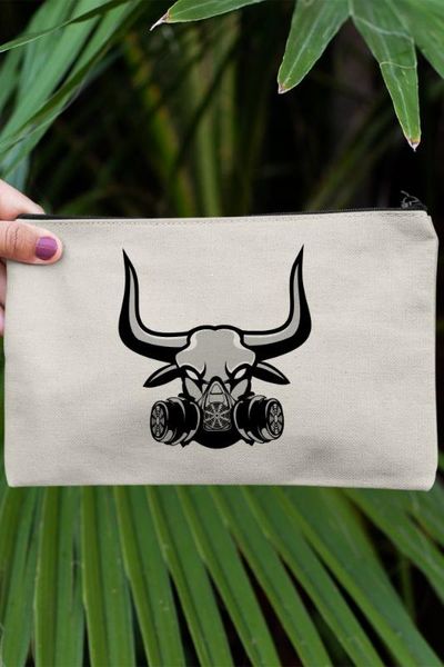 

angemiel clutch gas masker bull portfolio hand makeup bag, Silver