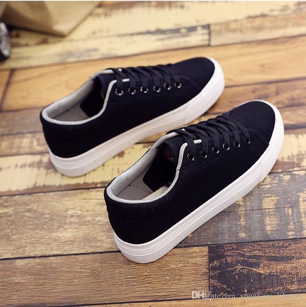 

shoe1 03 women's fashion casual shoe autumn lace canvas shoe flat shoes new canvas casual shoes, Black